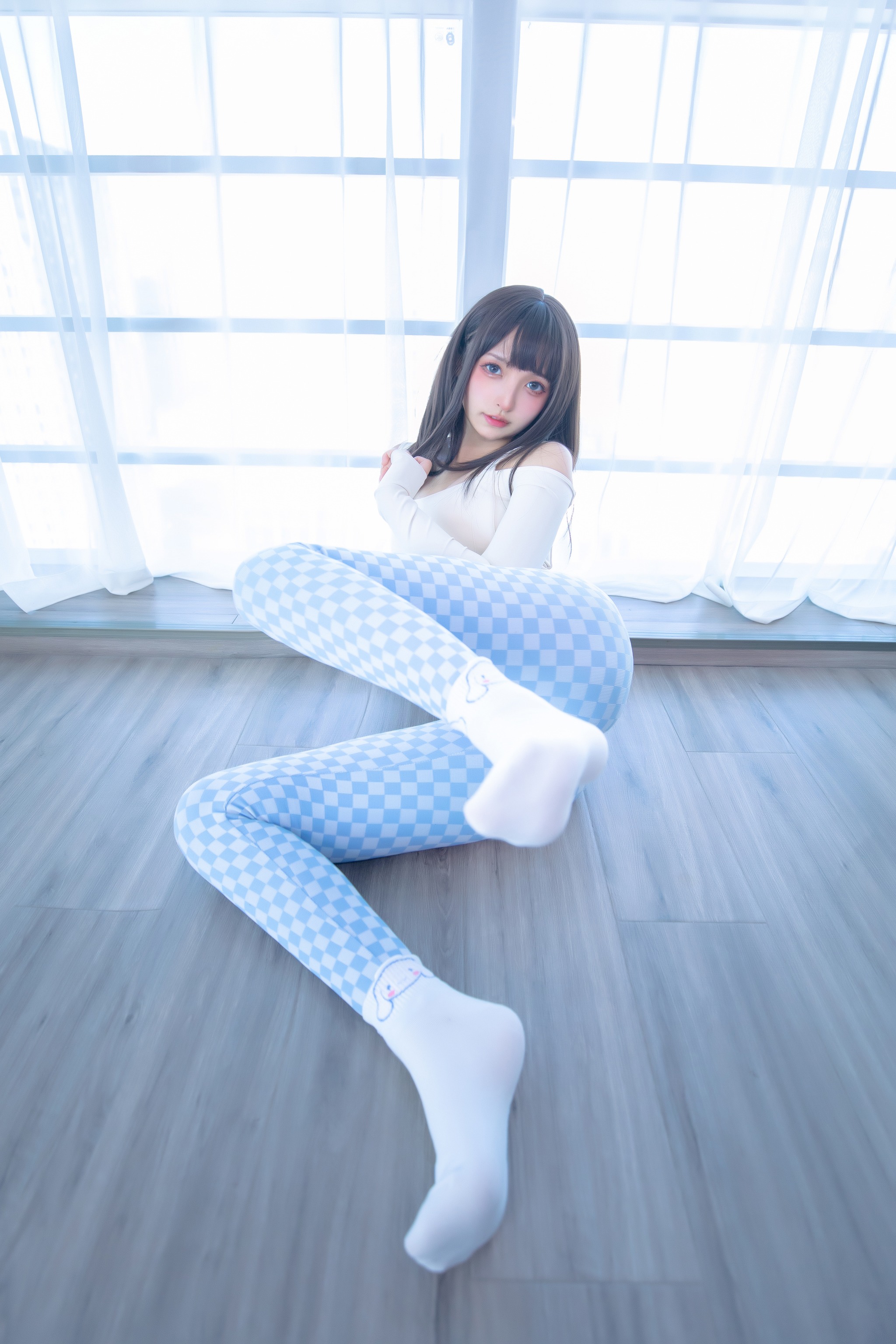 图片[1]-神楽坂真冬 – NO.103 蓝白格[75P]-XikXak